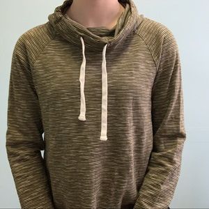 SOFT Aeropostale Green Striped Cowl Neck Sweater